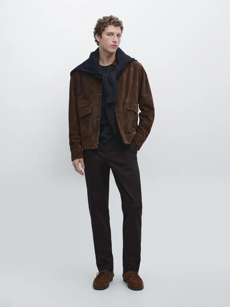 Pantaloni Con Microstruttura Tapered Fit - Blu Marino - - Massimo Dutti - Maschile