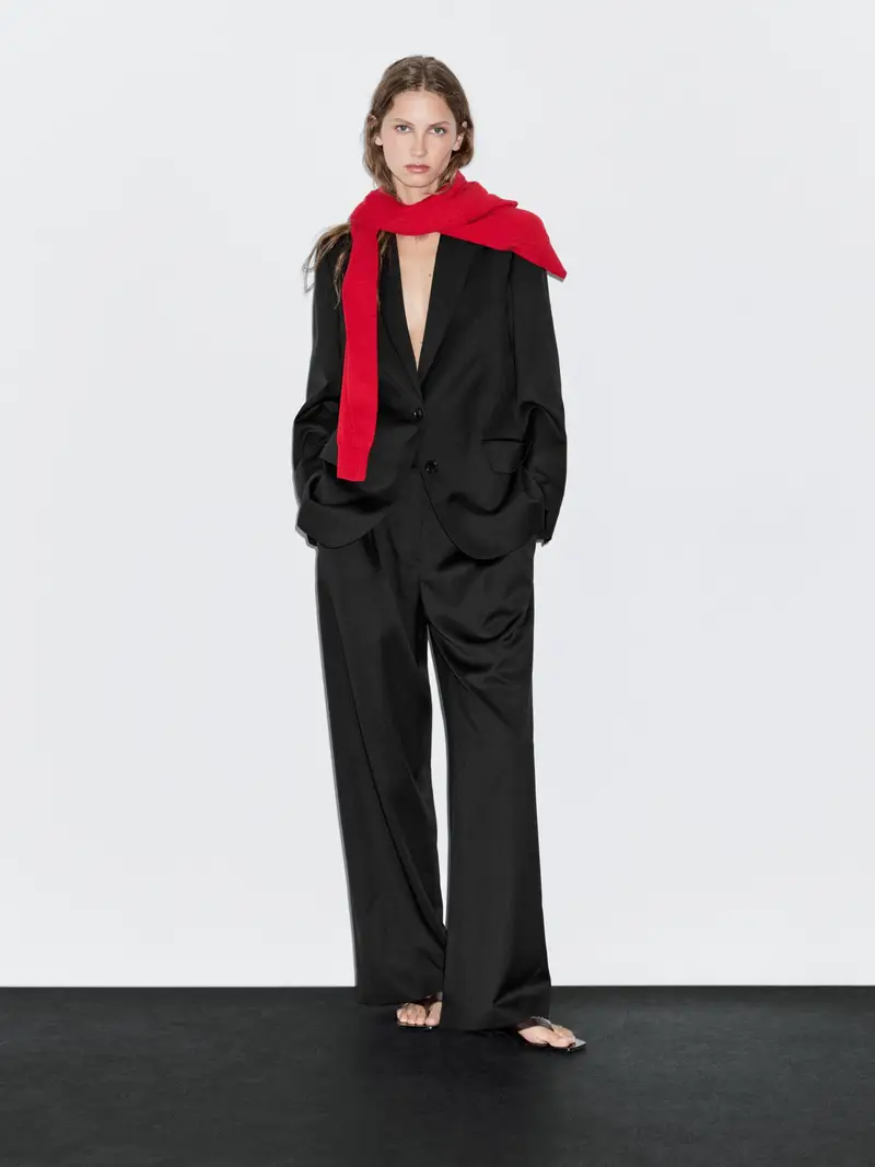 Pantaloni Con Pieghe 100% Lana Sottilissima - Nero - (It 40) - Massimo Dutti - Femminile