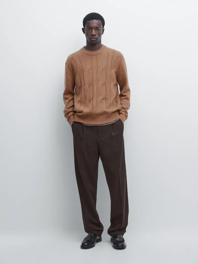 Massimo Dutti Pantaloni Relax Fit Marroni