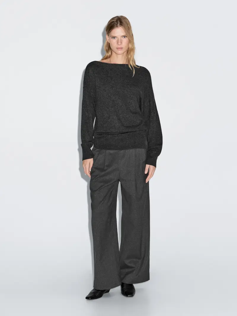 Pantaloni Con Vita Elasticizzata In Misto Lana - Grigio - (It 42) - Massimo Dutti - Femminile