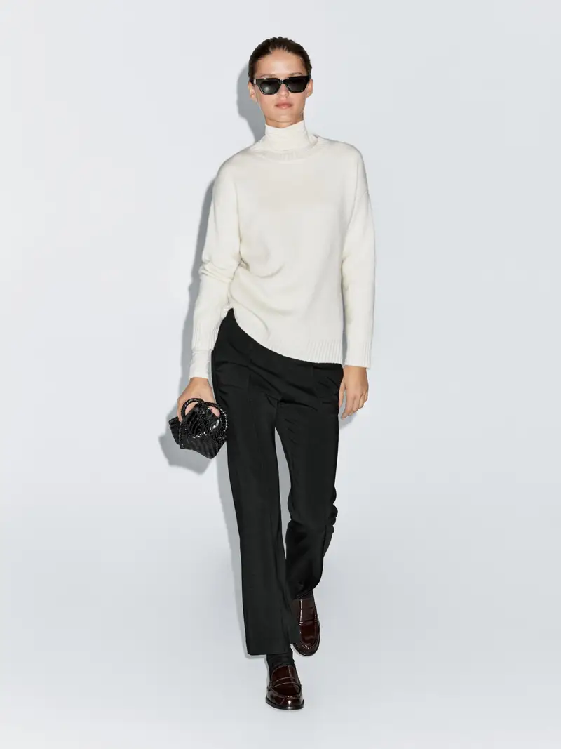 Pantaloni Crêpe Dettaglio Cucitura - Nero - (It 42) - Massimo Dutti - Femminile