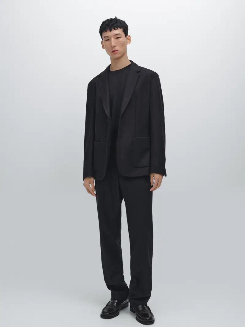 Pantaloni Da Abito In Misto Lana - Blu Marino - - Massimo Dutti - Maschile