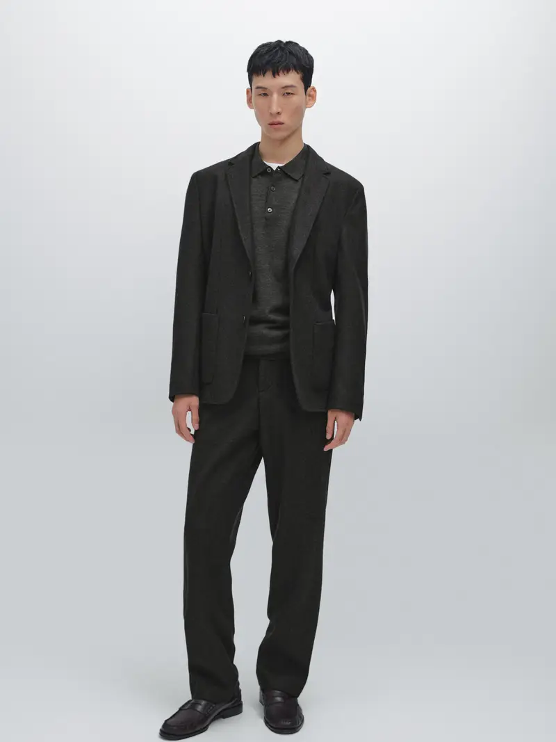 Pantaloni Da Abito In Misto Lana - Grigio Marengo - - Massimo Dutti - Maschile