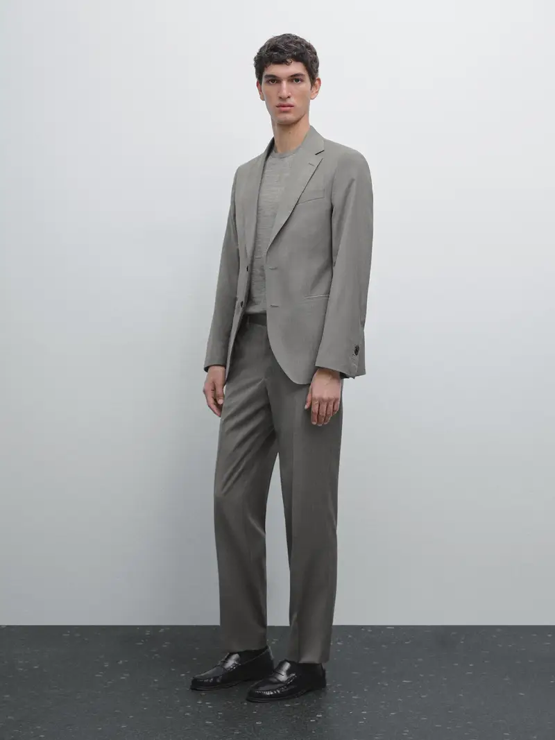 Pantaloni Da Completo 100% Lana - Grigio - (It 48) - Massimo Dutti - Maschile