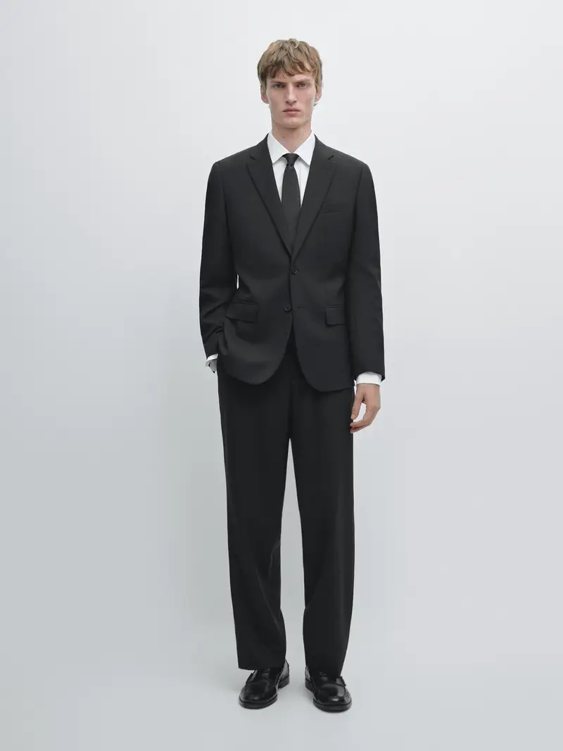 Pantaloni Da Completo Di Lana - Nero - (It 50) - Massimo Dutti - Maschile