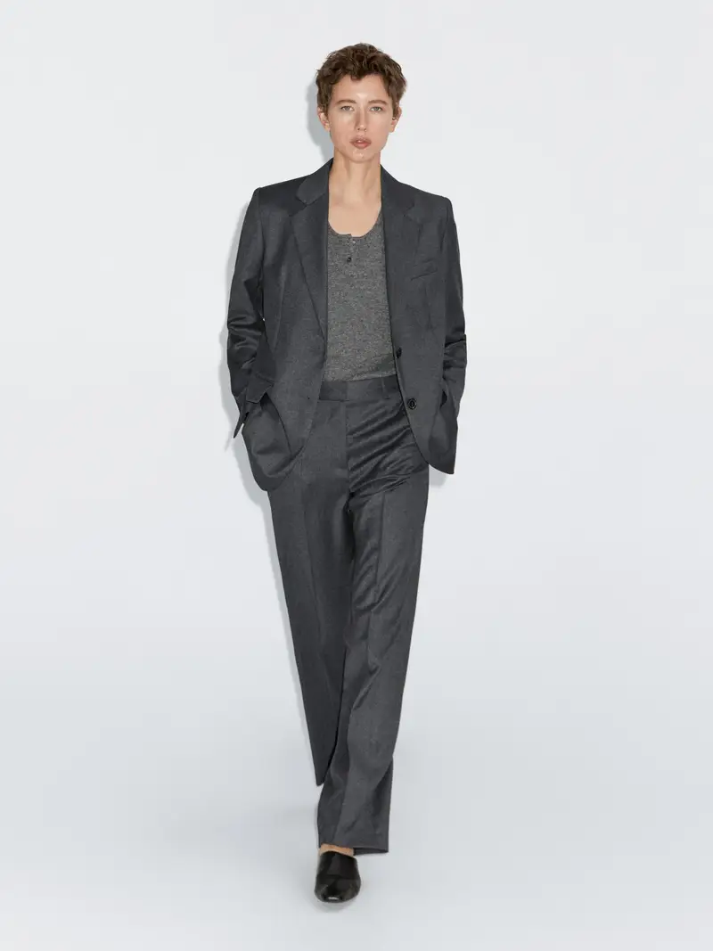 Pantaloni Da Completo In Flanella 100% Lana - Grigio - (It 38) - Massimo Dutti - Femminile