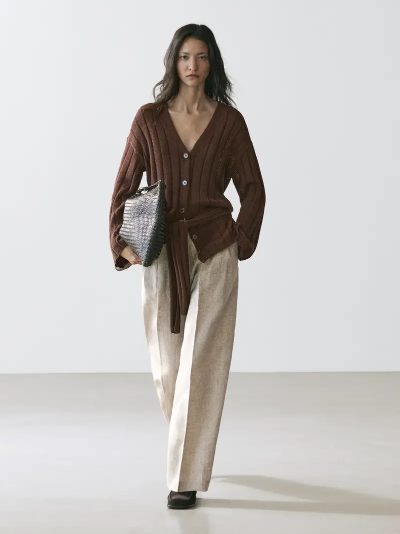 Pantaloni Da Completo In Lino - Beige - (It 48) - Massimo Dutti - Femminile