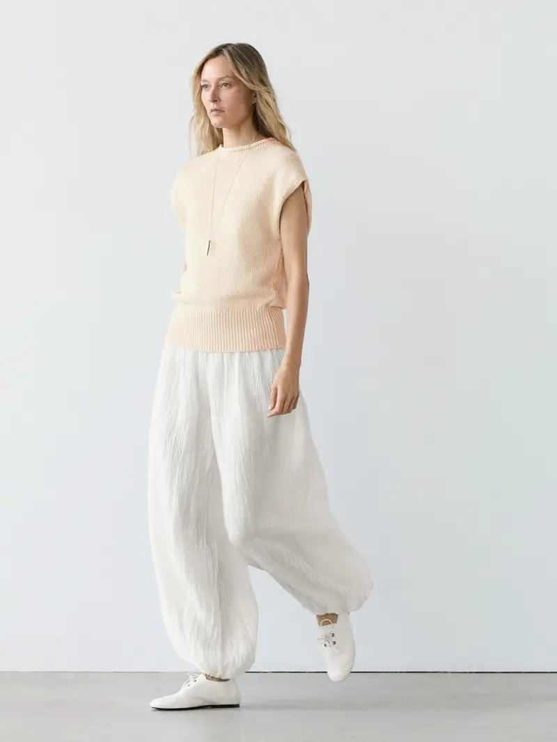 Pantaloni Da Gaucho In Lino - Bianco Roto - - Massimo Dutti - Femminile