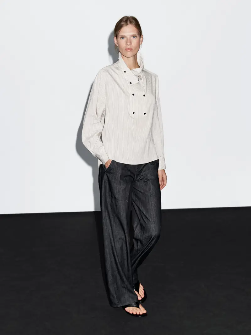 Pantaloni Denim Wide Leg - Azzurro Oscuro - (It 44) - Massimo Dutti - Femminile