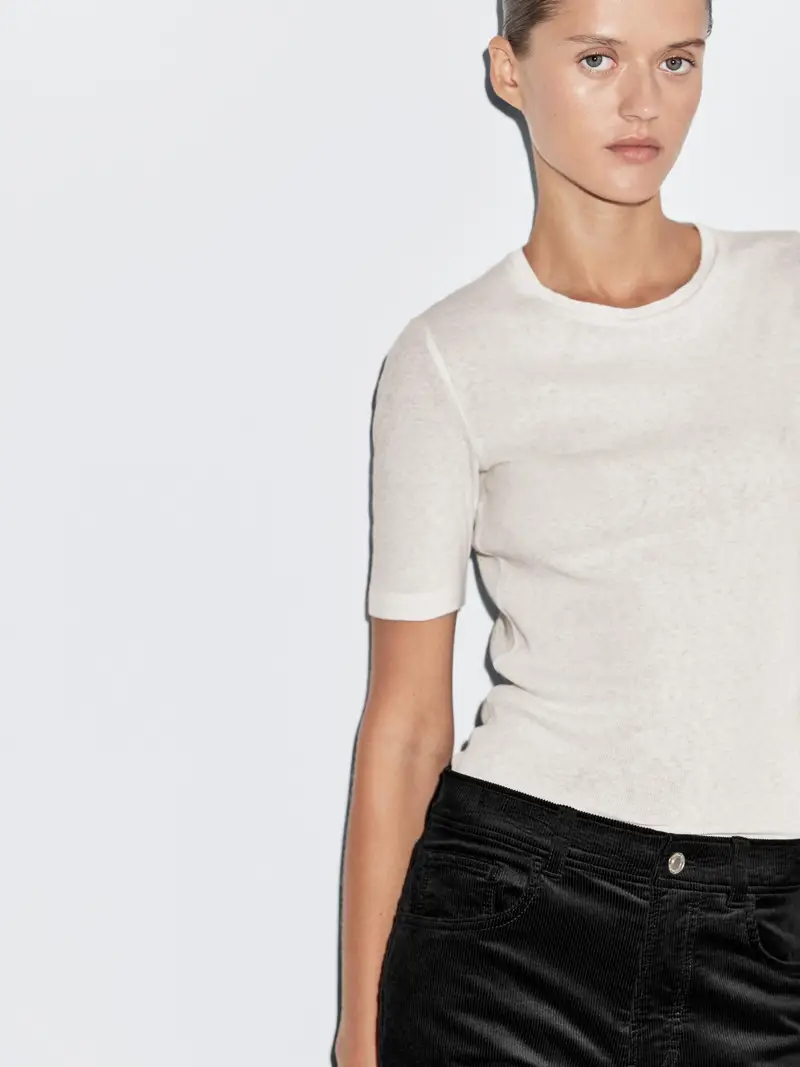 Pantaloni Dritti In Velluto A Costine - Nero - (It 44) - Massimo Dutti - Femminile