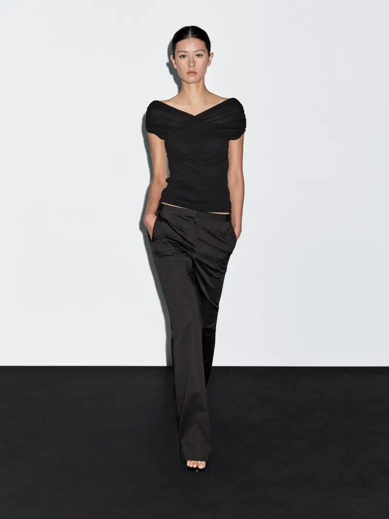 Pantaloni Flare Fit Satinati - Nero - (It 38) - Massimo Dutti - Femminile