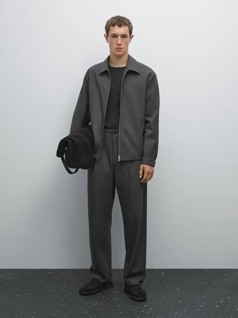 Pantaloni Gessati Relax Fit - Grigio - - Massimo Dutti - Male