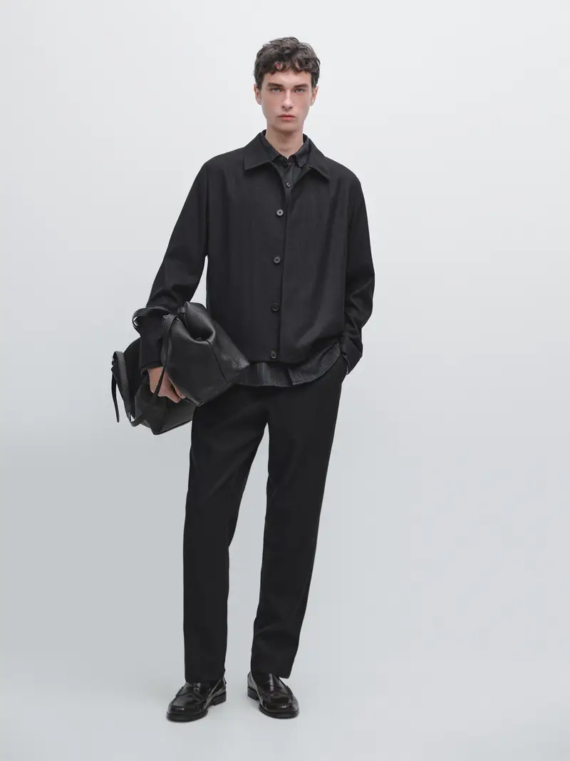 Pantaloni In Flanella Effetto Velluto A Costine 100% Lana - Blu Marino - - Massimo Dutti - Maschile