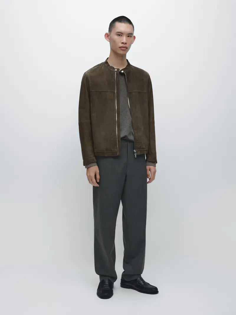 Pantaloni In Fresco Lana Strutturato - Grigio - - Massimo Dutti - Maschile