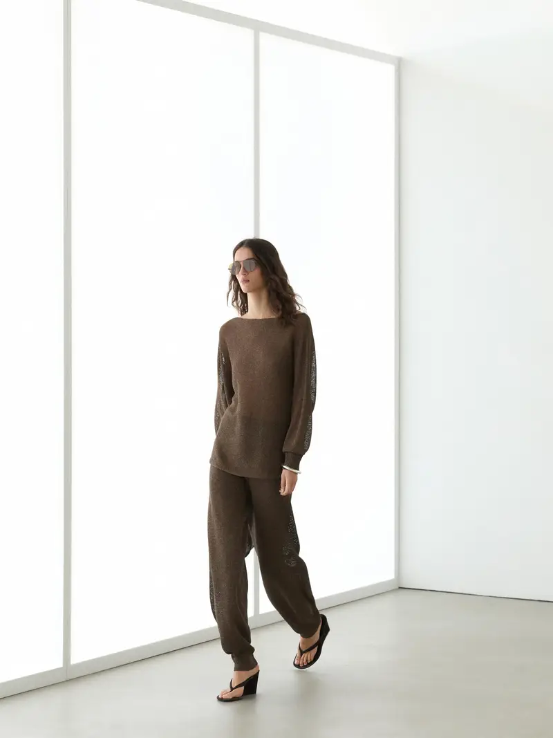 Pantaloni In Maglia Balloon Fit Total Look - Marrone - - Massimo Dutti - Femminile