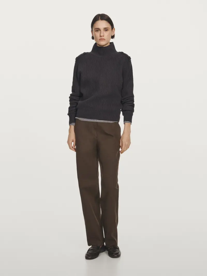 Pantaloni In Misto Cotone Straight Fit - Cioccolato - (It 42) - Massimo Dutti - Femminile