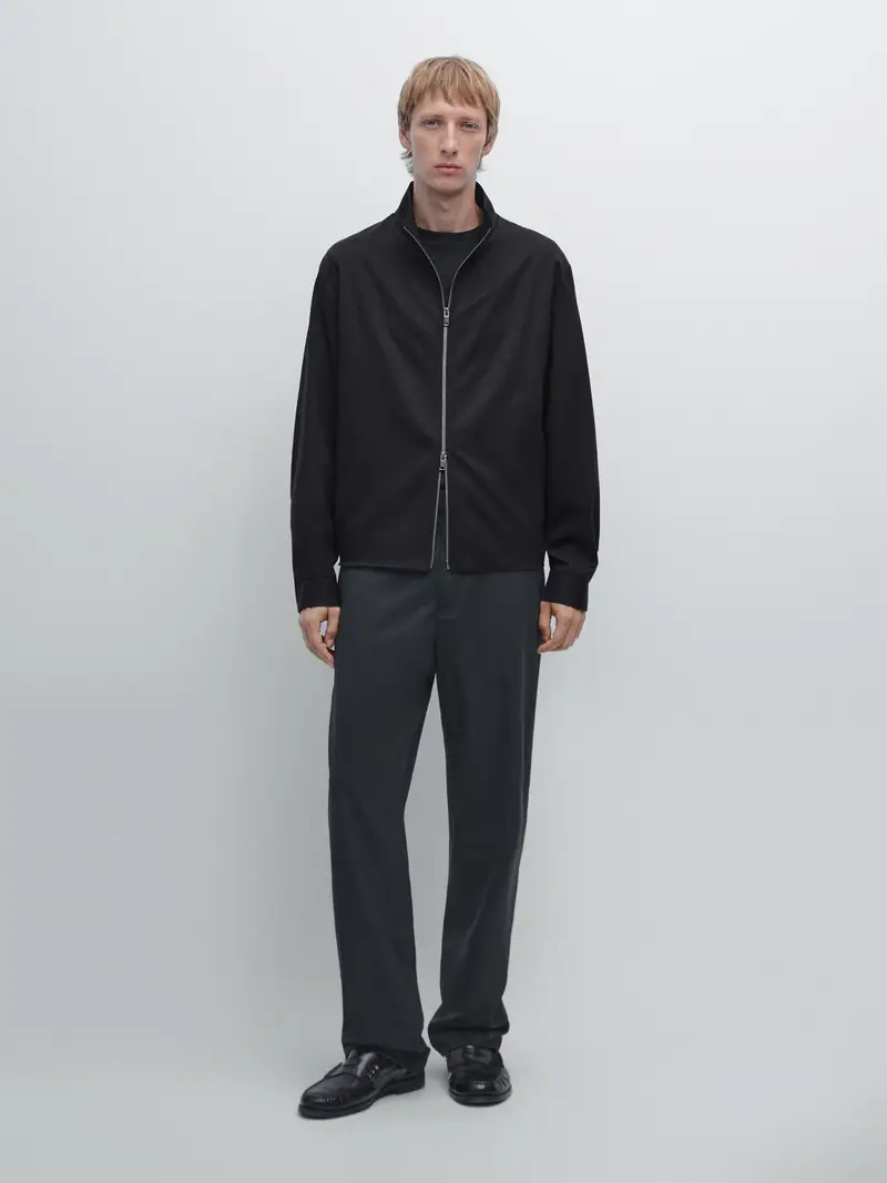 Pantaloni In Misto Lana - Blu Marino - - Massimo Dutti - Maschile