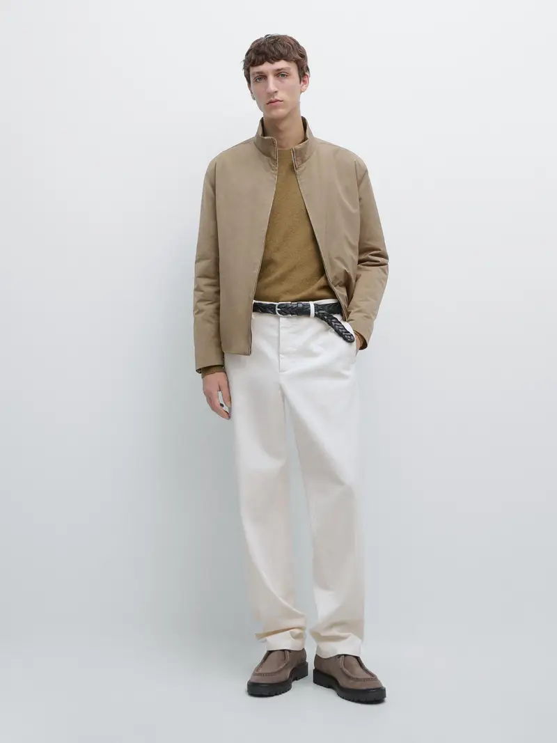 Pantaloni In Twill Di Cotone Con Vita Elasticizzata - Bianco Roto - - Massimo Dutti - Maschile