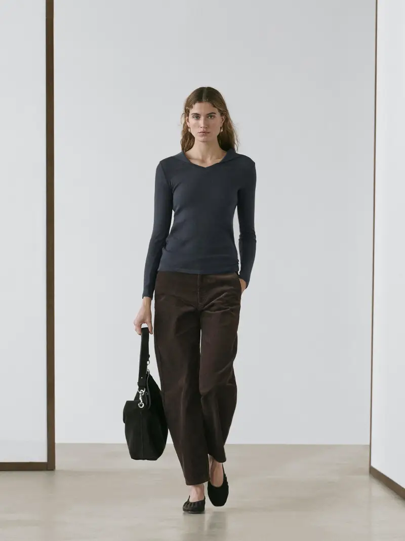 Pantaloni In Velluto A Costine Barrel Fit - Cioccolato - (It 46) - Massimo Dutti - Femminile