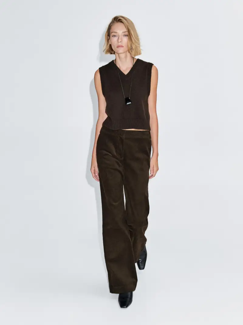 Pantaloni In Velluto A Costine Flare Fit - Cioccolato - (It 48) - Massimo Dutti - Femminile