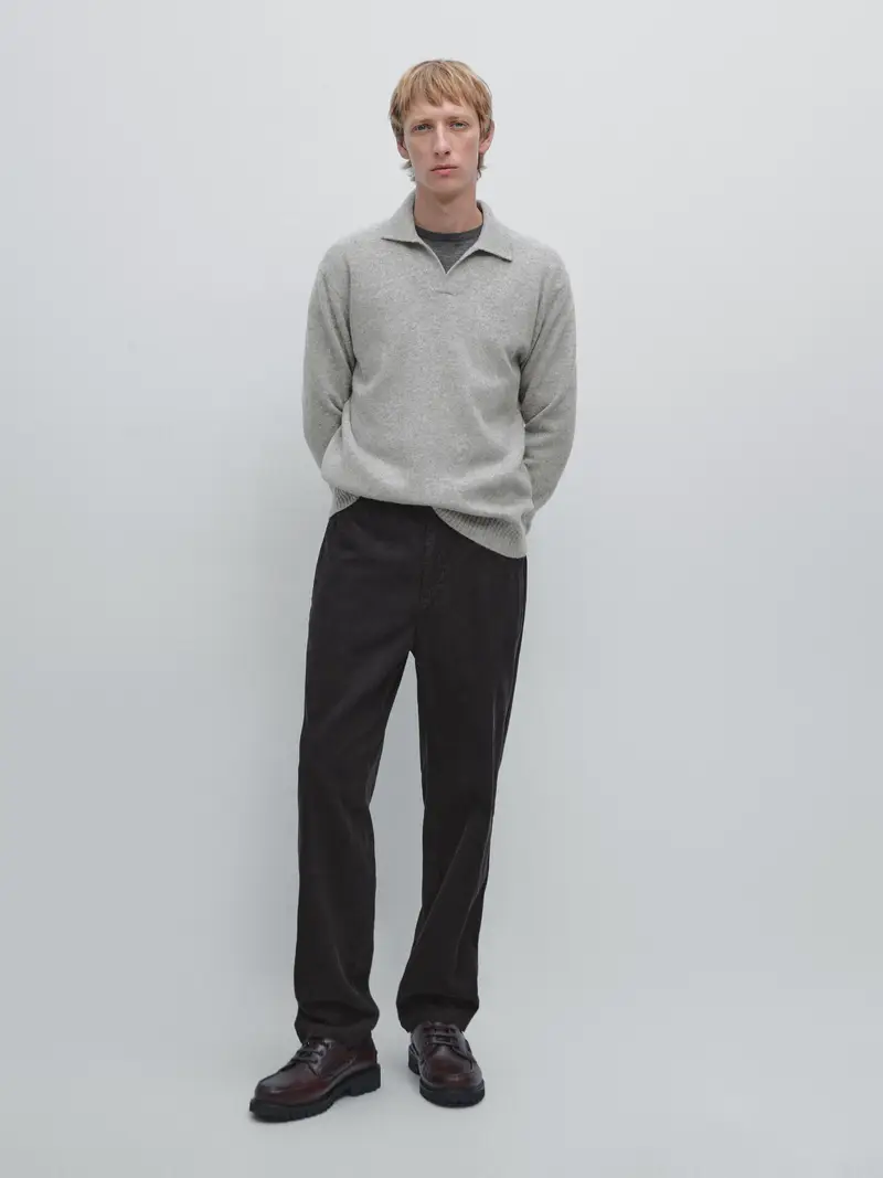 Pantaloni In Velluto A Costine Jogger Fit - Grigio Medio - - Massimo Dutti - Maschile