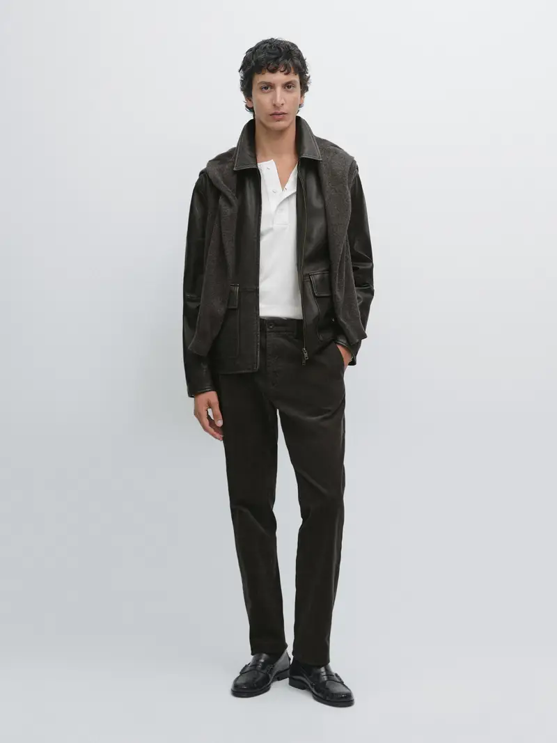 Pantaloni In Velluto A Costine Slim Fit - Acciaio - - Massimo Dutti - Maschile