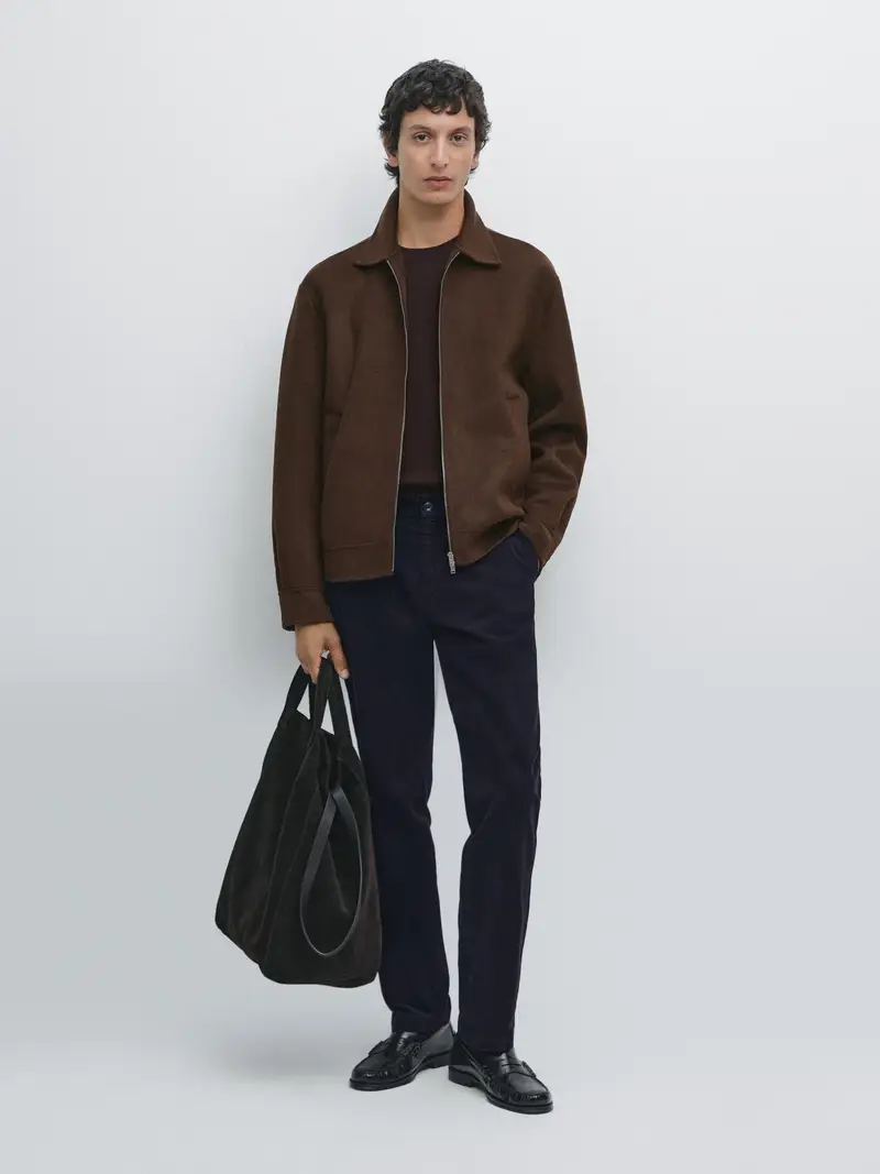 Pantaloni In Velluto A Costine Slim Fit - Blu Marino - - Massimo Dutti - Maschile