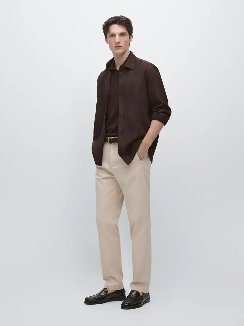 Pantaloni Jogger Fit In Misto Cotone - Beige - - Massimo Dutti - Maschile