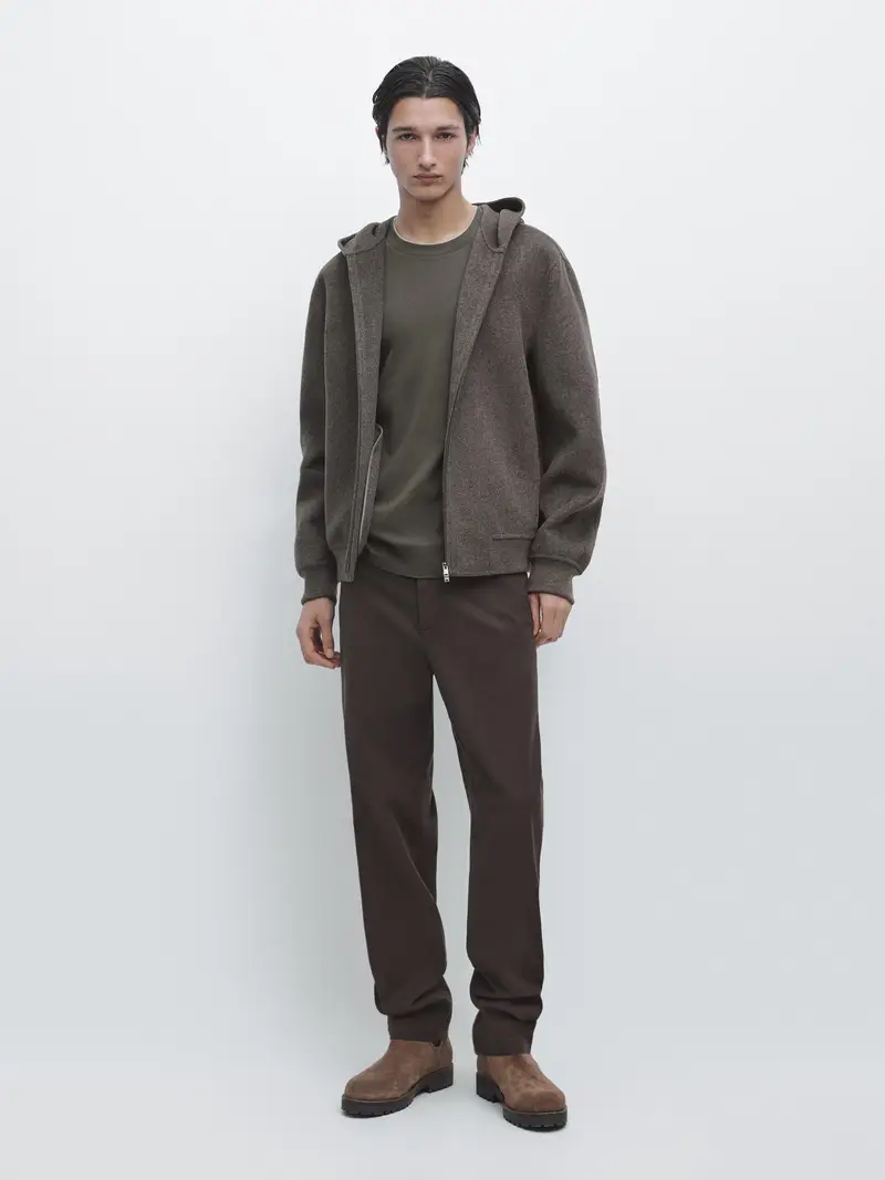 Pantaloni Jogger Fit In Misto Cotone - Marrone - - Massimo Dutti - Maschile