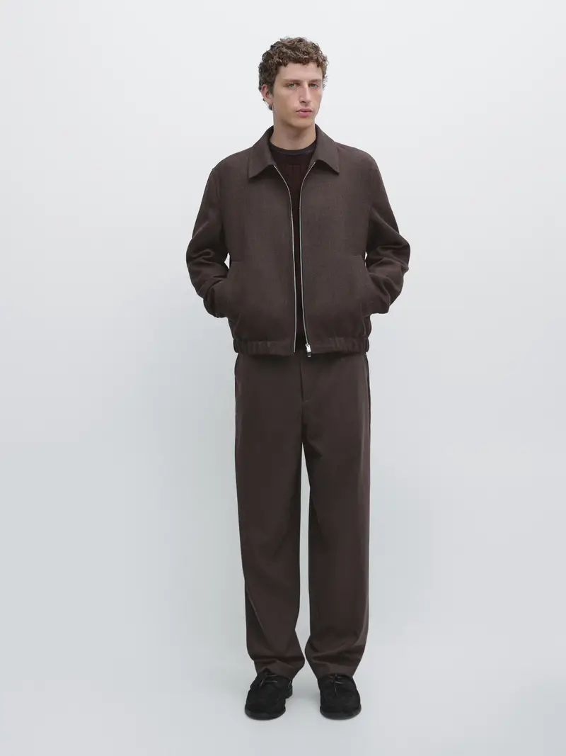 Pantaloni Jogger Fit In Misto Lana - Marrone - - Massimo Dutti - Maschile