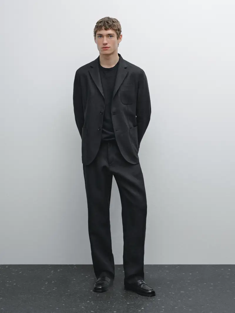 Pantaloni Leggeri 100% Lino - Nero - - Massimo Dutti - Maschile