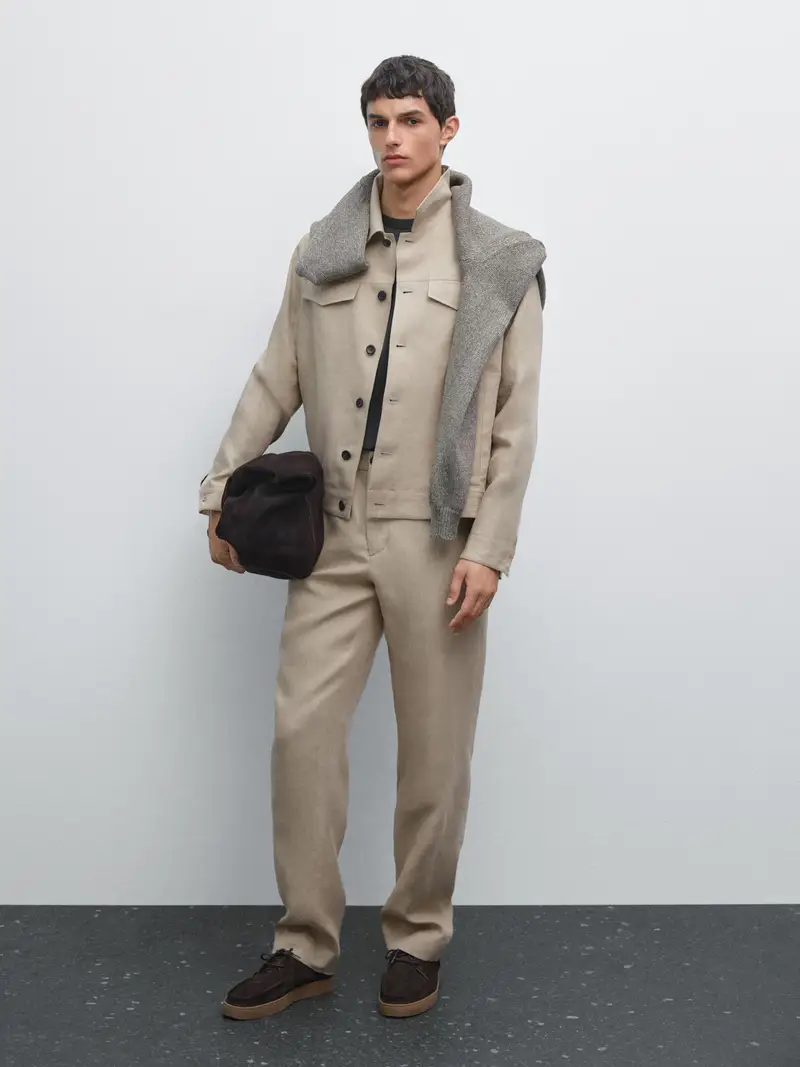 Pantaloni Morbidi 100% Lino - Sabbia - - Massimo Dutti - Maschile