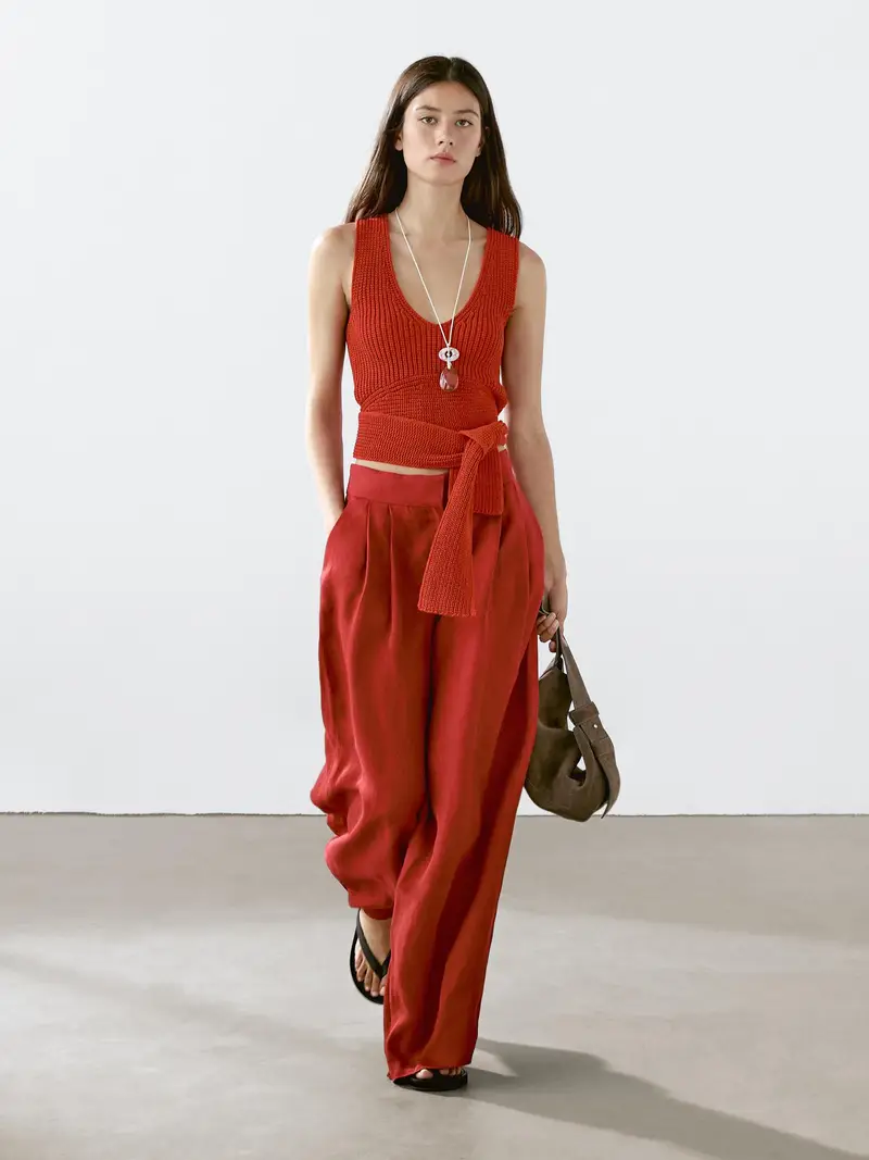 Pantaloni Morbidi Con Pince - Arancione - (It 38) - Massimo Dutti - Femminile