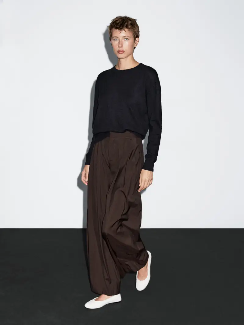 Pantaloni Morbidi Con Pince - Cioccolato - (It 46) - Massimo Dutti - Femminile