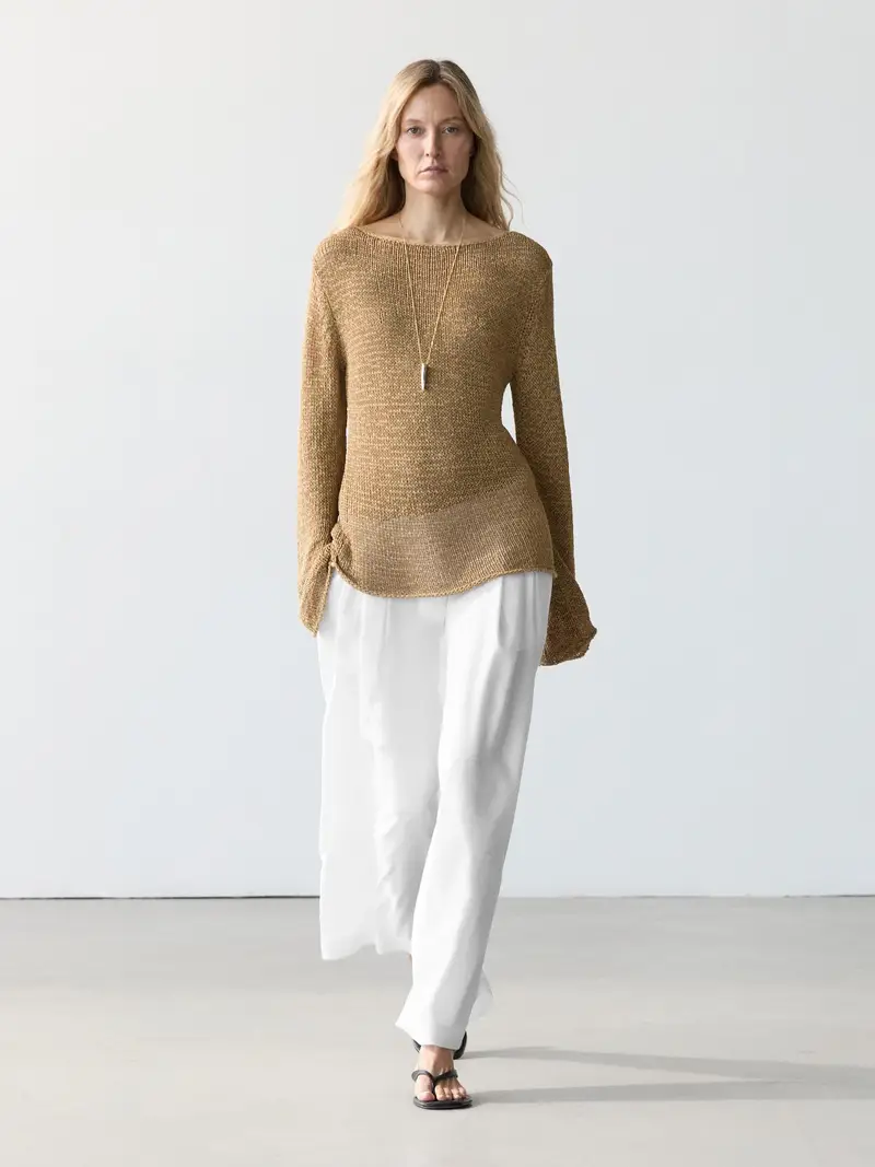 Pantaloni Morbidi In Misto Lino - Bianco Roto - - Massimo Dutti - Femminile