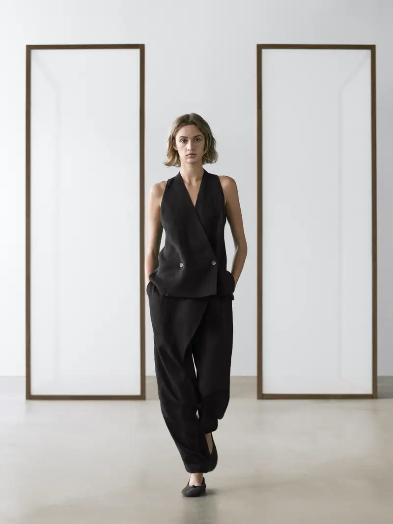 Pantaloni Morbidi Pareo - Nero - (It 46) - Massimo Dutti - Femminile