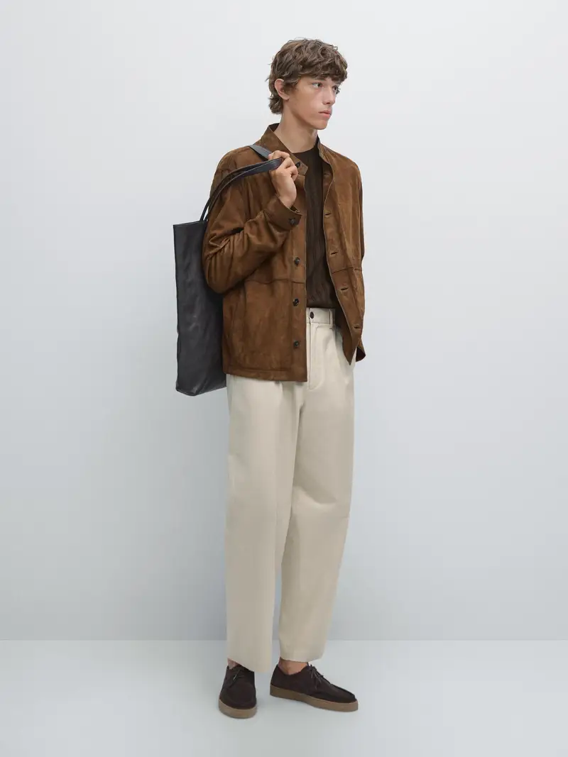 Pantaloni Relax Fit 100% Cotone - Ecru - - Massimo Dutti - Maschile