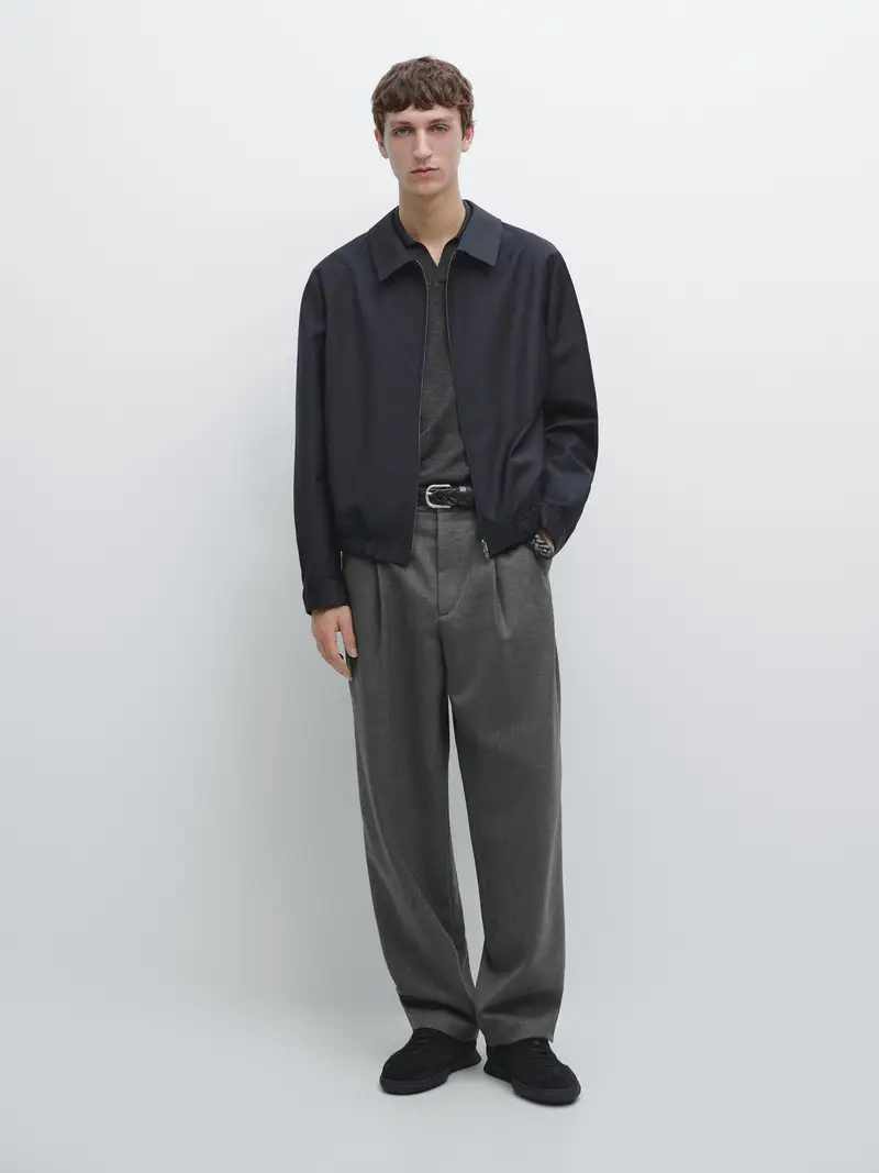 Pantaloni Relax Fit Con Pince In Lana - Grigio - - Massimo Dutti - Maschile