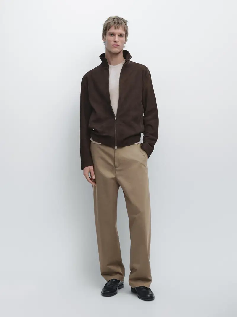 Pantaloni Relax Fit In Cotone - Visone - - Massimo Dutti - Maschile