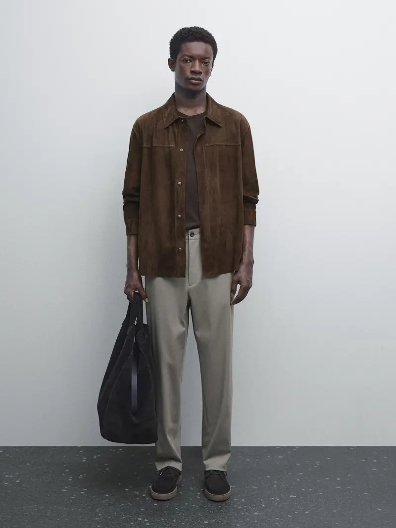 Pantaloni Semijogger In Cotone - Marrone Topo - - Massimo Dutti - Maschile