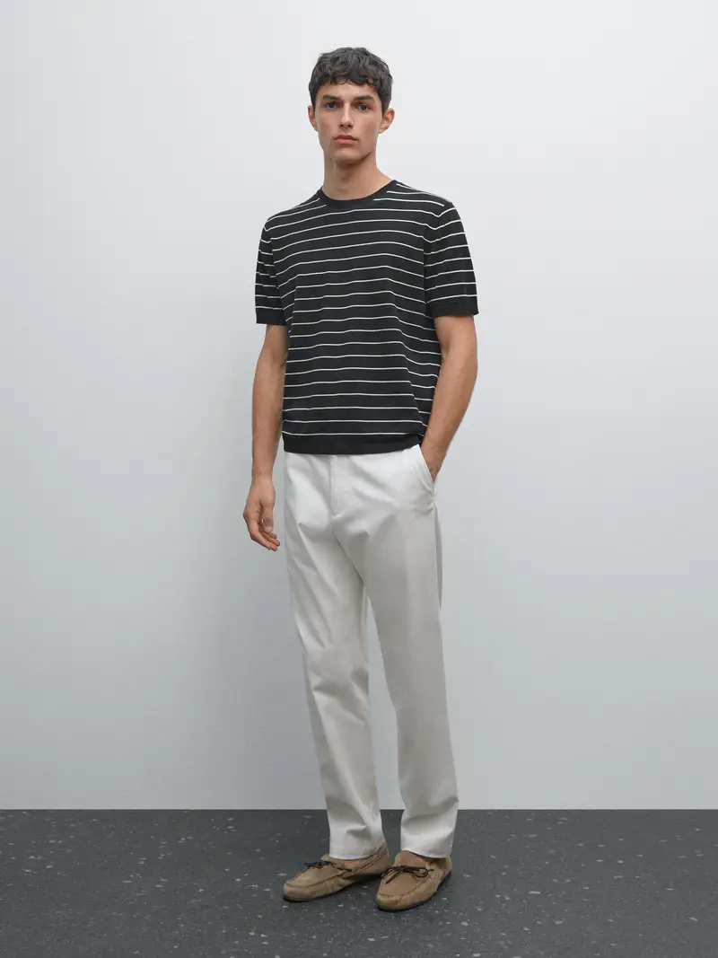Pantaloni Semijogger In Cotone - Pietra - - Massimo Dutti - Maschile