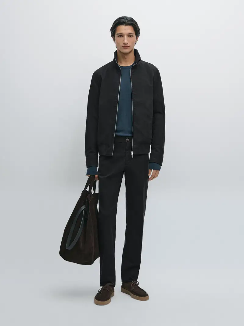 Pantaloni Slim Fit 100% Cotone - Blu Marino - - Massimo Dutti - Maschile