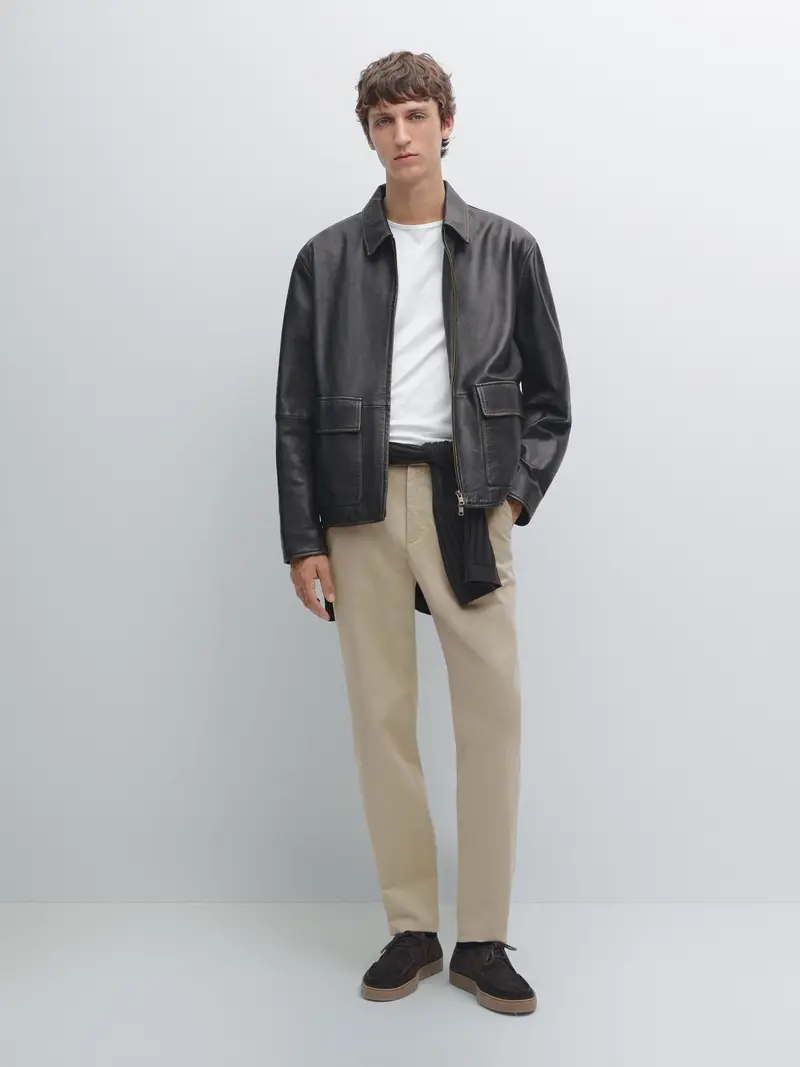 Pantaloni Slim Fit Con Elastico Laterale - Beige - - Massimo Dutti - Maschile