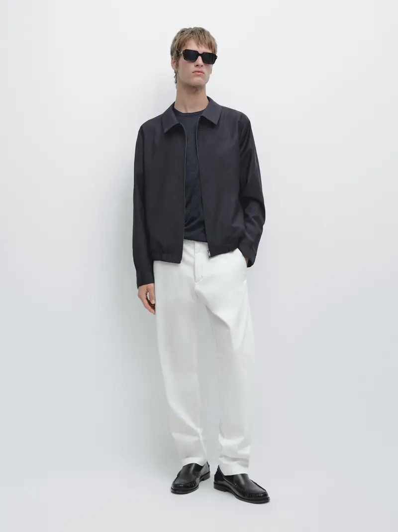 Pantaloni Slim Fit In Misto Cotone - Bianco Roto - - Massimo Dutti - Maschile