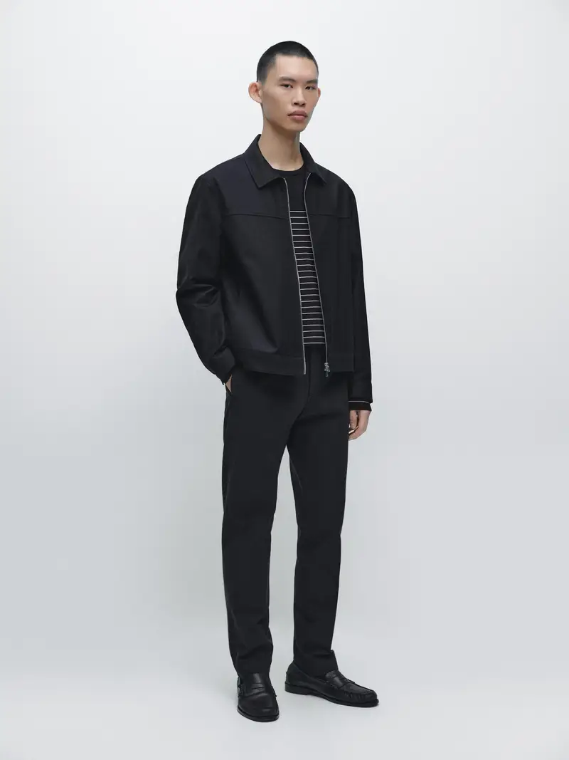 Pantaloni Slim Fit In Misto Cotone - Blu Marino - - Massimo Dutti - Maschile