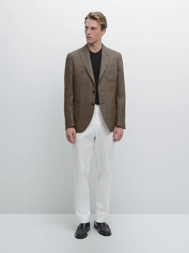 Pantaloni Slim Fit In Misto Cotone - Ecru - (It 48) - Massimo Dutti - Maschile