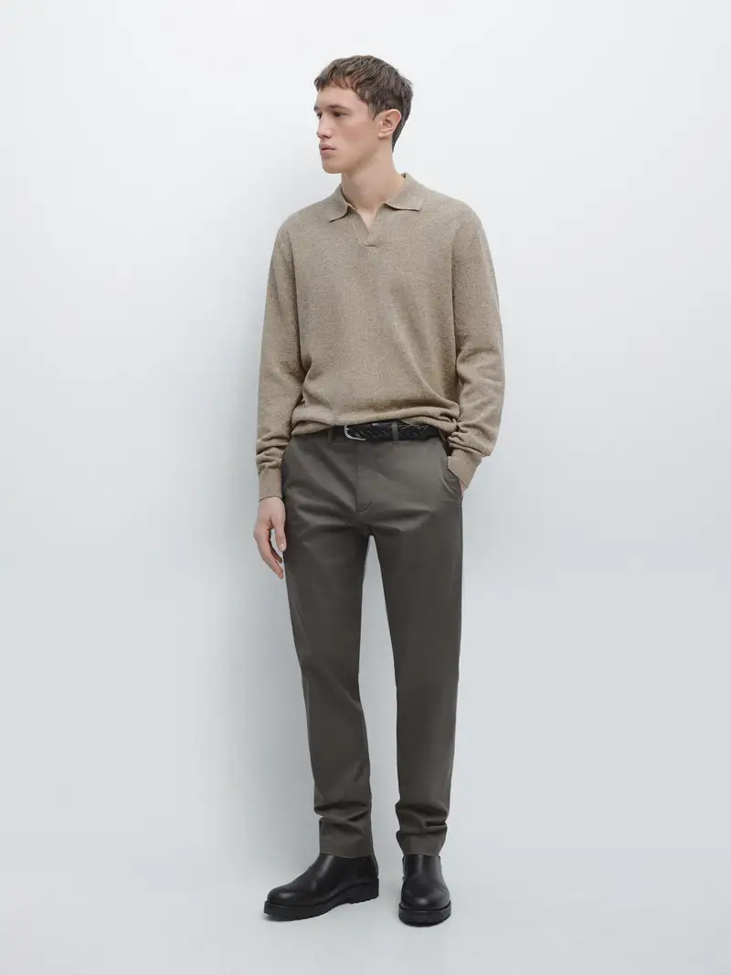 Pantaloni Slim Fit In Misto Cotone - Grigio - - Massimo Dutti - Maschile