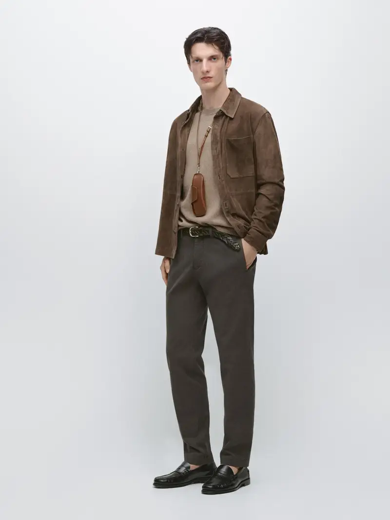 Pantaloni Slim Fit In Misto Cotone - Marrone - - Massimo Dutti - Maschile