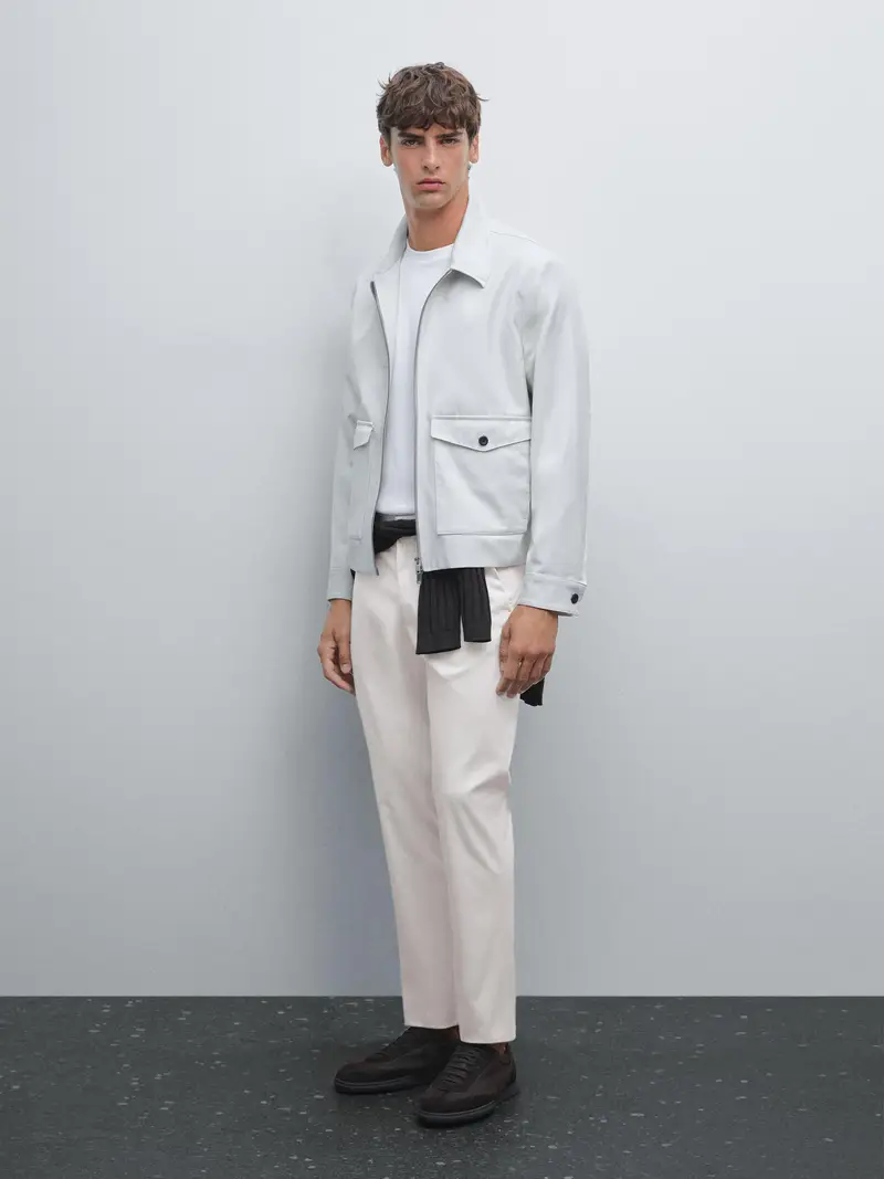 Pantaloni Slim Fit In Misto Cotone - Pietra - - Massimo Dutti - Maschile