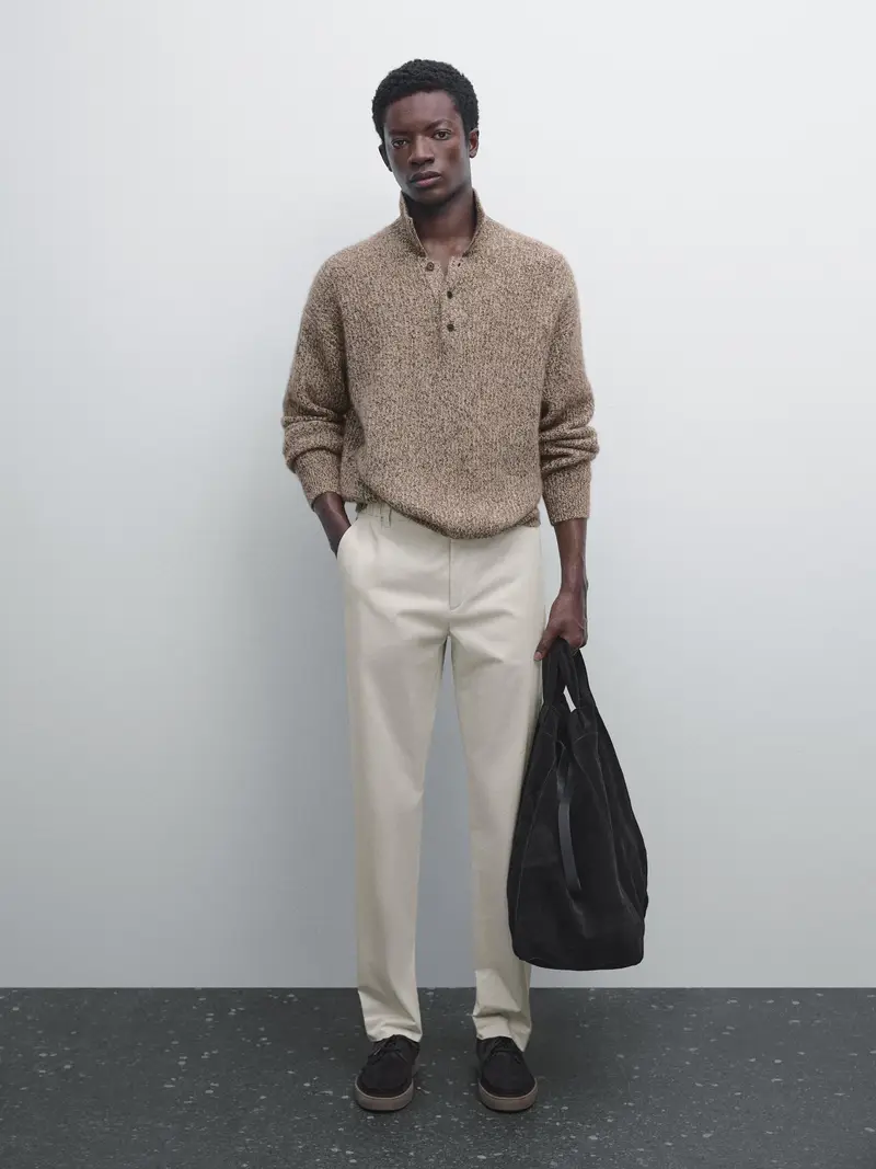 Pantaloni Slim Fit In Misto Cotone - Sabbia - - Massimo Dutti - Maschile